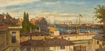 Other Urban Cityscapes Painting - View of Naval Port at Copenhagen from Windows of Amalienborg Palace Alexey Bogolyubov cityscape